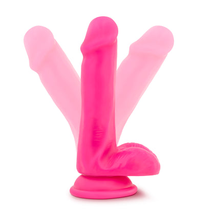Blush Neo 6 Inch Dual Density Cock with Balls - Neon Pink