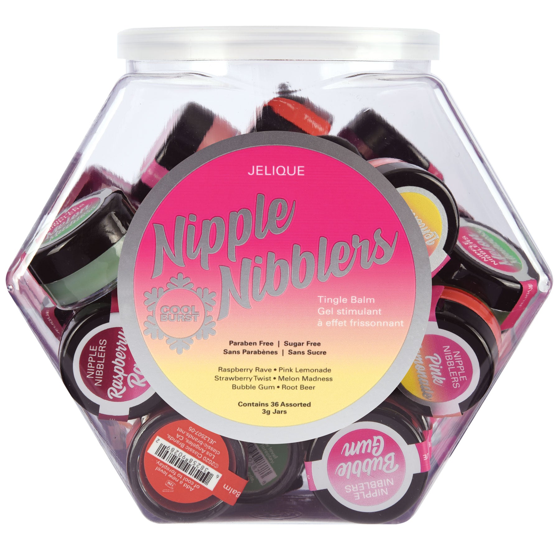 Jelique Nipple Nibblers Tingle Balm - Assorted Flavors - 36 Pc. Bowl