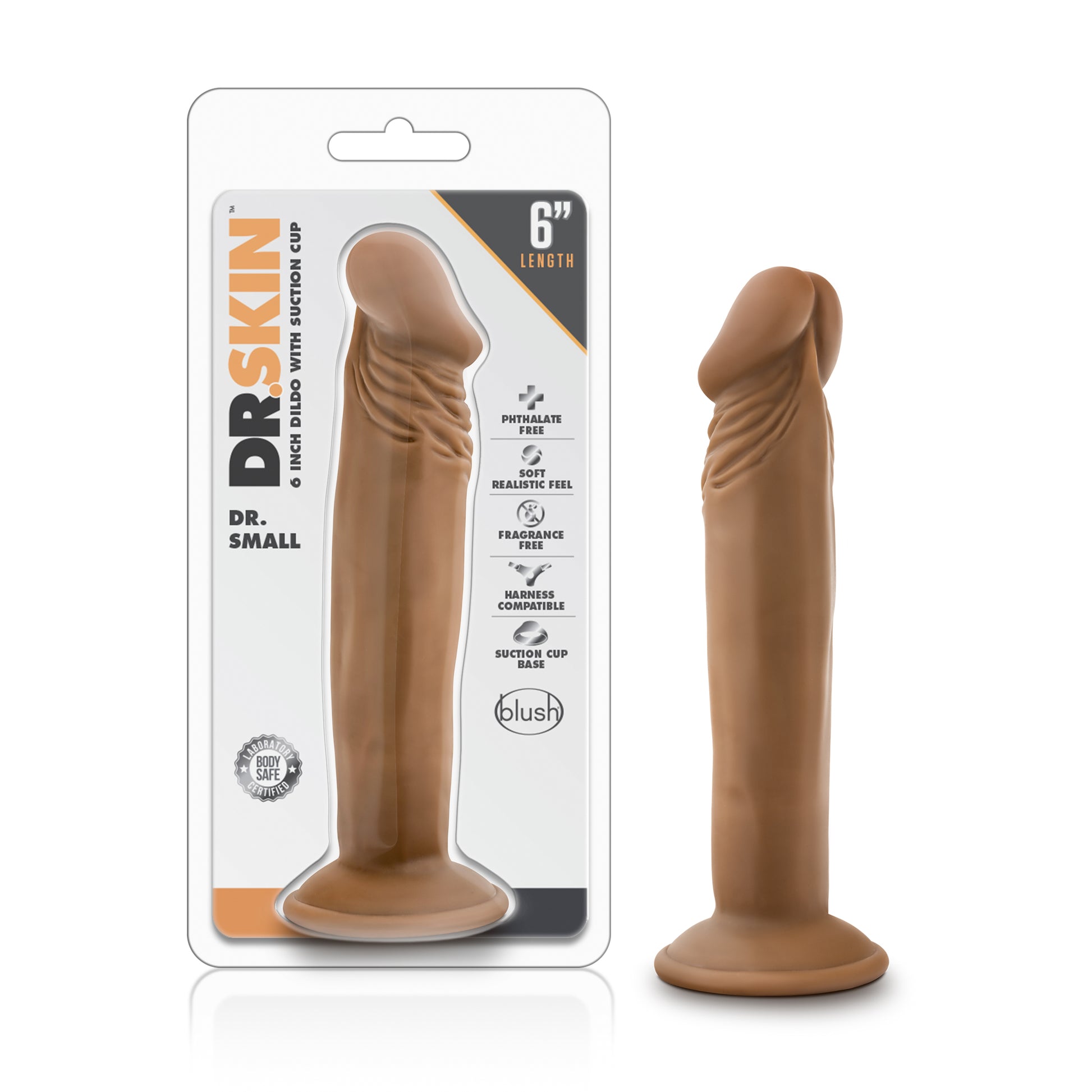 Dr. Skin Dr. Small 6 Inch Dildo with Suction Cup - Mocha