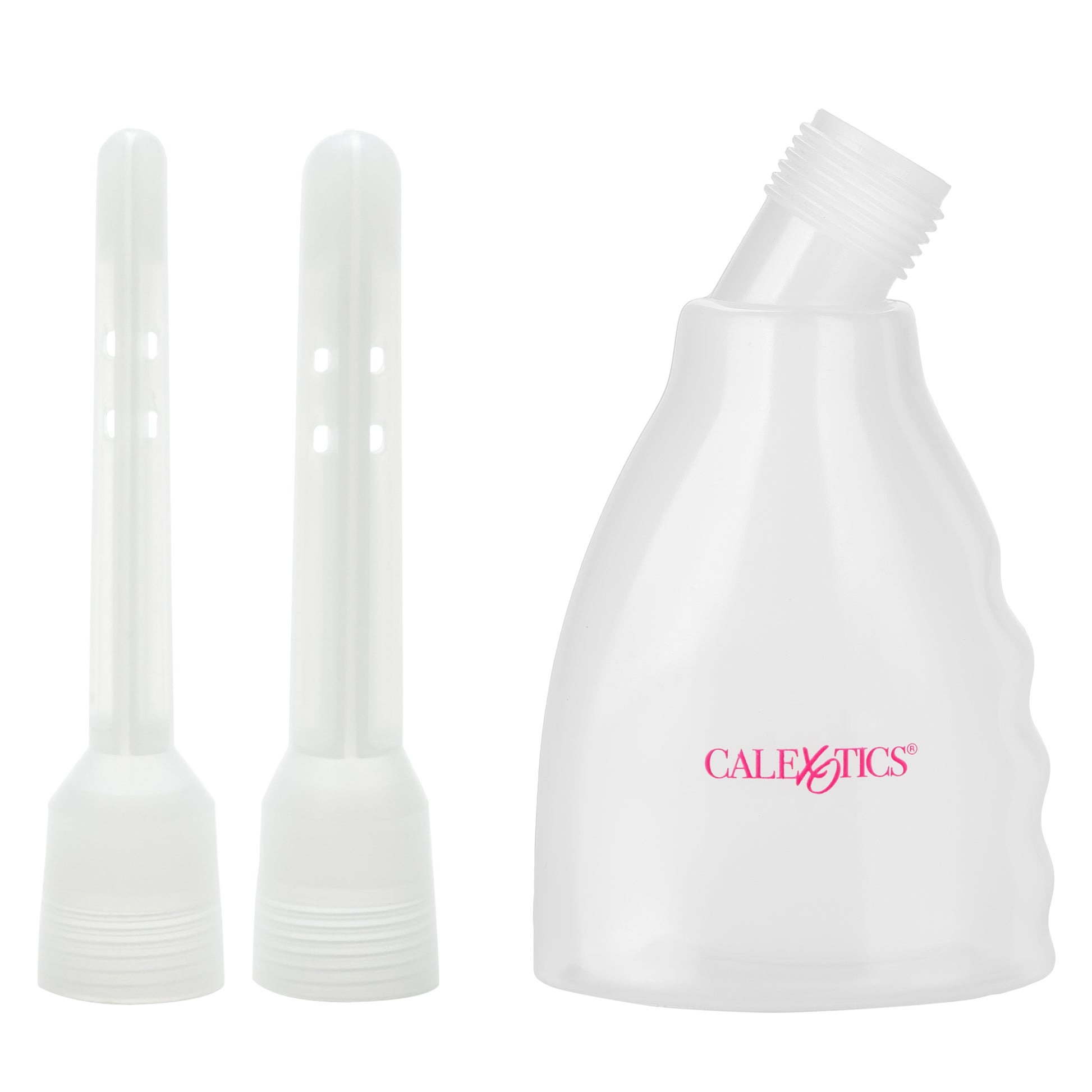 CalExotics Ultimate Douche - Reusable System with Transparent Bottle and Interchangeable Nozzles - Clear
