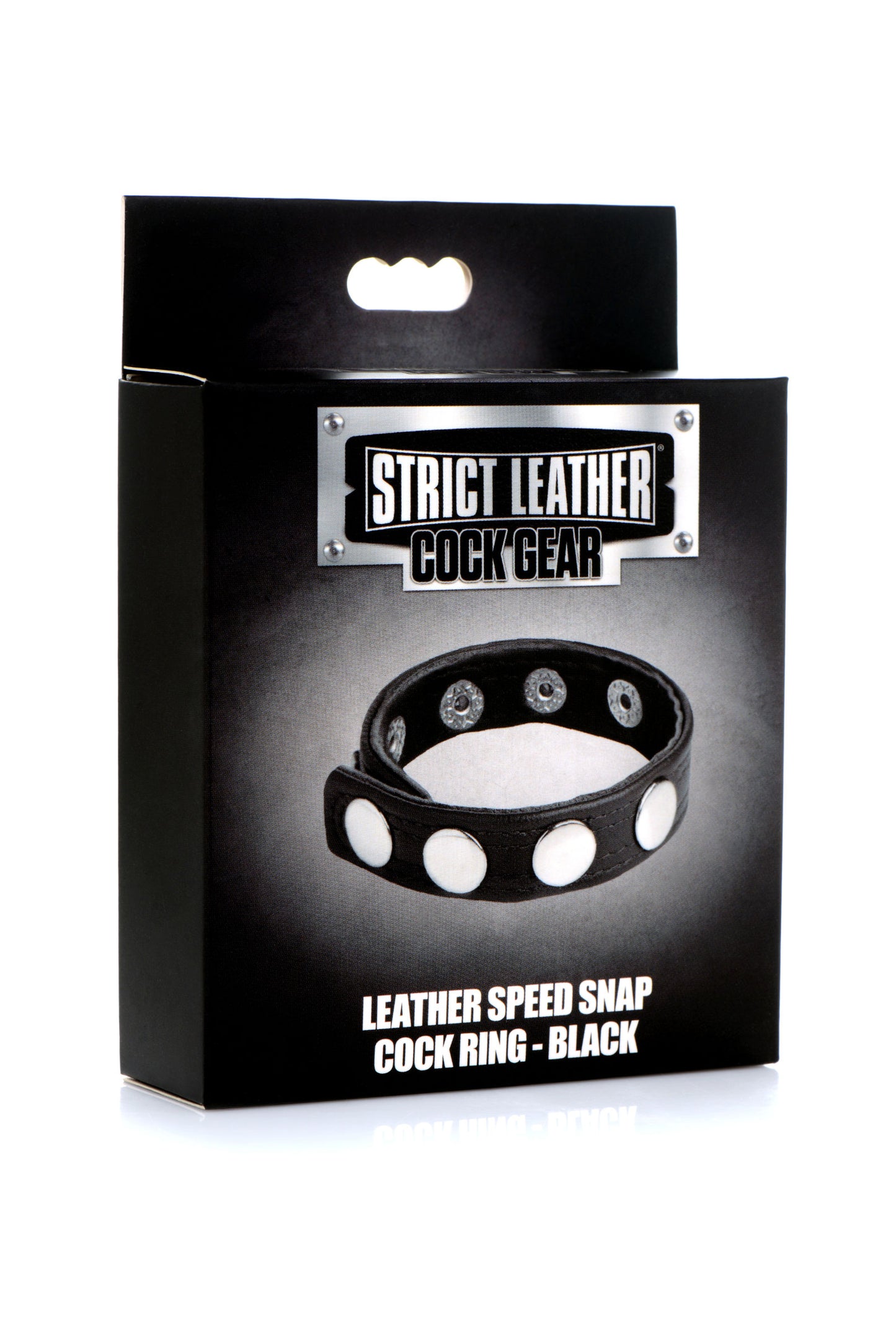 XR Brands Cock Gear Leather Speed Snap Cock Ring – Black – Fully Adjustable