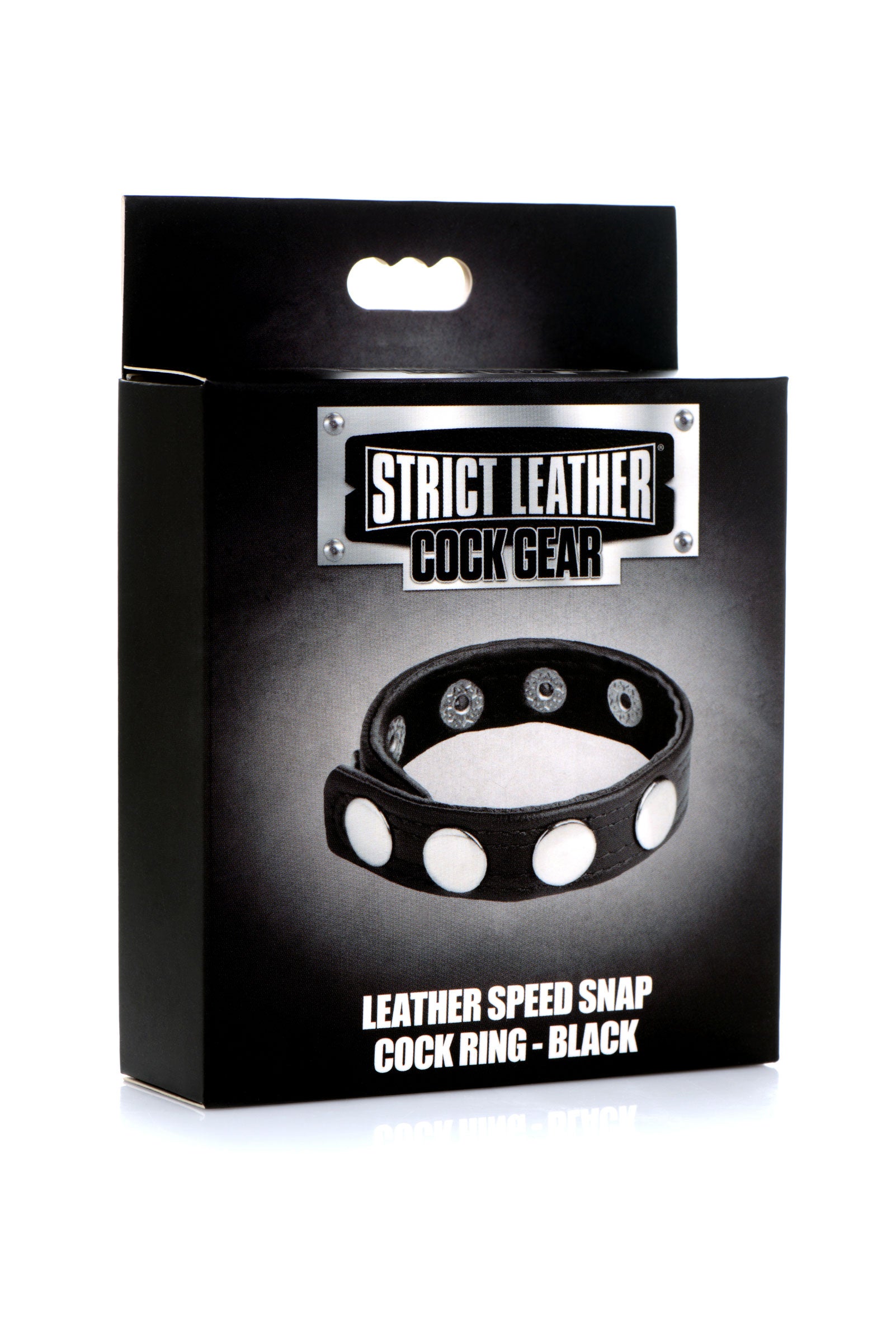 XR Brands Cock Gear Leather Speed Snap Cock Ring – Black – Fully Adjustable