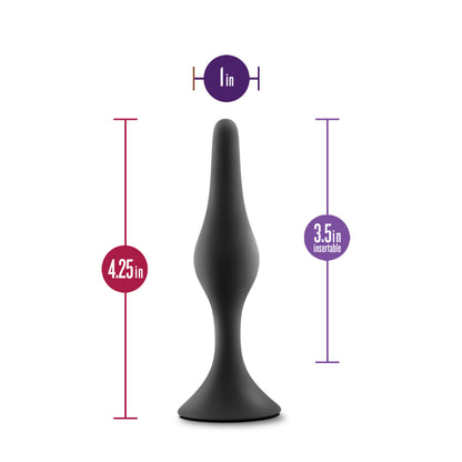 Blush Anal Adventures Platinum Silicone Beginner Plug - Medium - Black - Tapered Tip for Easy Insertion