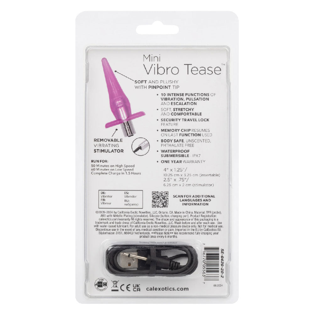 CalExotics Mini Vibro Tease Slender Probe - Pink - Multi-Function Waterproof
