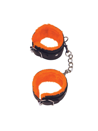 The 9's Orange Is the New Black Love Cuffs Wrist - Adjustable Faux-Fur Handcuffs - Black