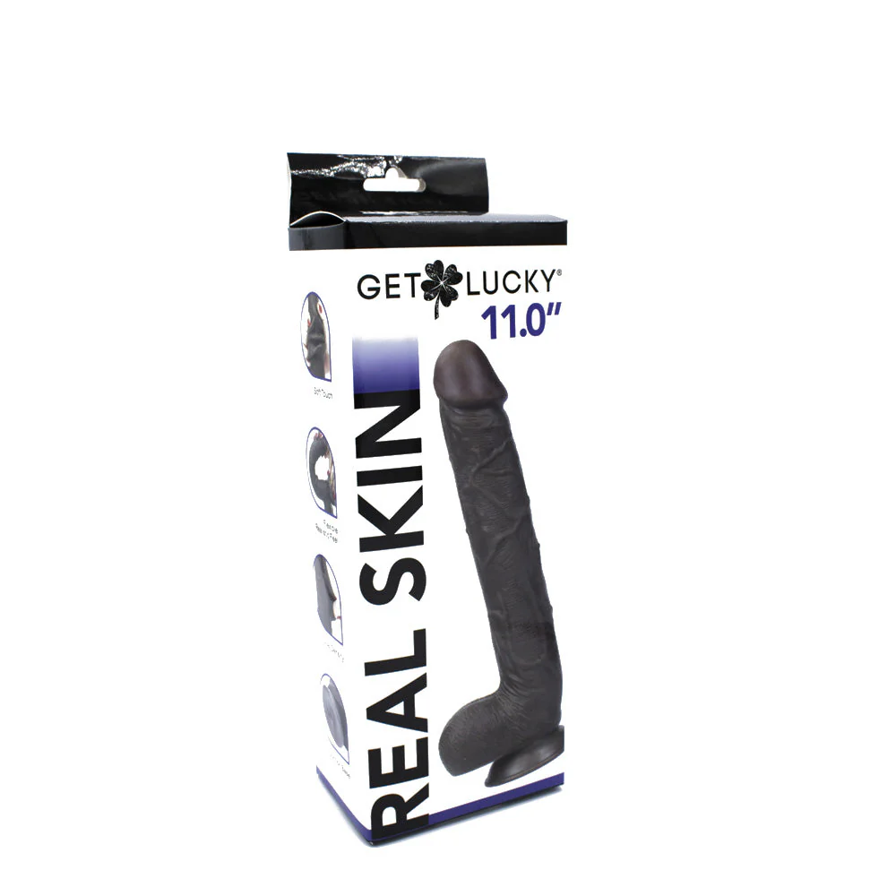 Real Skin 11 Dual Layer Dildo - Dark Brown - Waterproof and Bendable
