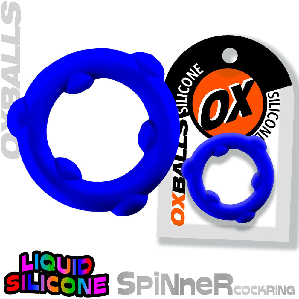 Oxballs Spinner Single Silicone Ring – Blue – Mega-Stretch Cockring
