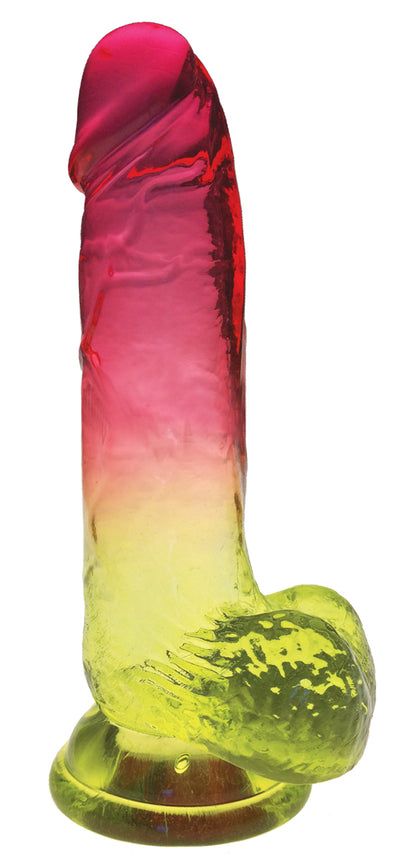 Icon Brands Shades 8 Inch Gradient Dong – Realistic Suction Cup – Pink and Yellow