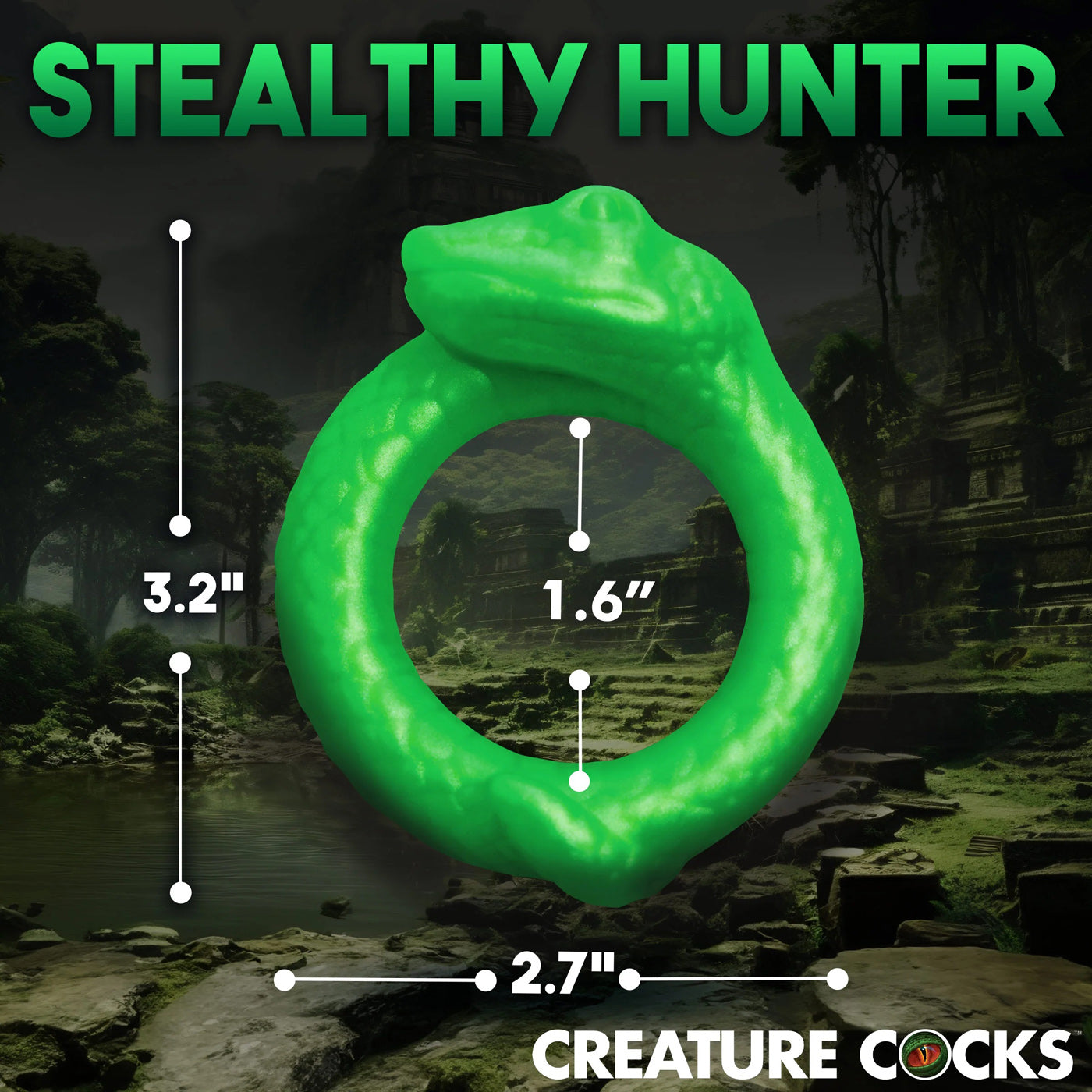 XR Brands Serpentine Silicone Cock Ring - Green