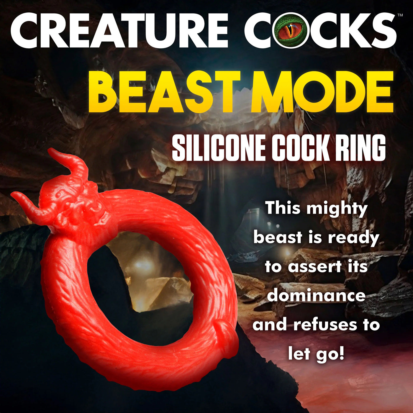 Beast Mode Silicone Cock Ring - Red - Phthalate Free