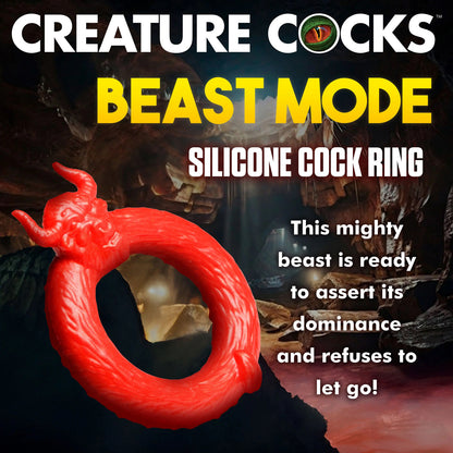 Beast Mode Silicone Cock Ring - Red - Phthalate Free