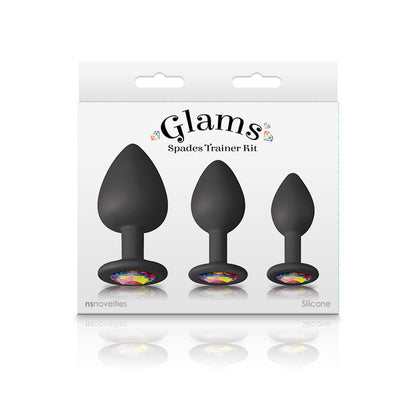 Glams Spades Trainer Kit – Silicone Plugs with Rainbow Gems – Black