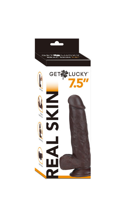 Real Skin 7.5" Dual Layer Dildo - Dark Brown - Realistic and Bendable