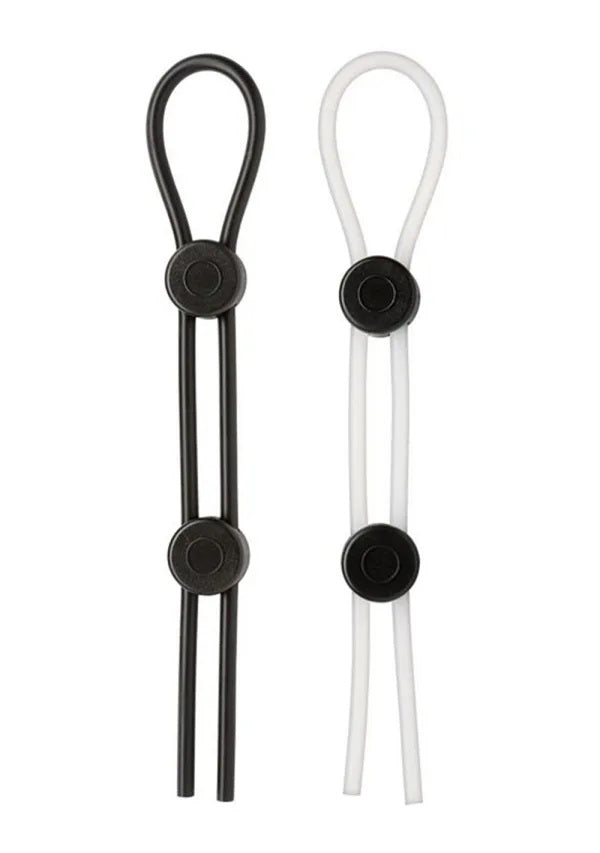 Cloud 9 Pro Sensual XL Cock Ring 2-Pack - Adjustable Premium Silicone - Black/White