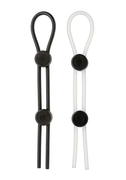 Cloud 9 Pro Sensual XL Cock Ring 2-Pack - Adjustable Premium Silicone - Black/White