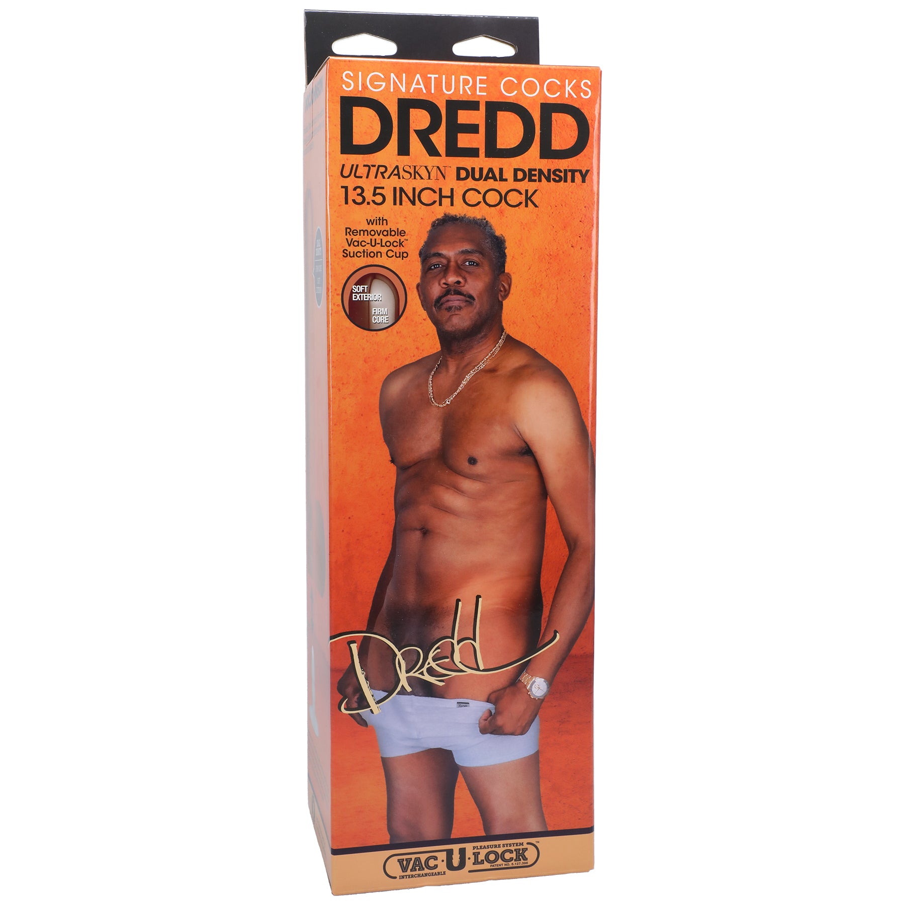 Doc Johnson Dredd 13.5 Inch Ultraskyn Cock with Removable Vac-U-Lock Suction Cup - Chocolate