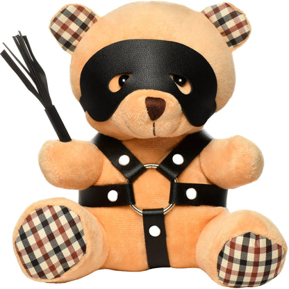 XR Brands BDSM Teddy Bear Plush with Faux Leather Harness – Light Peach