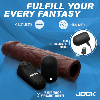 Curve Toys Jock Vibrating Penis Extension Sleeve with Remote - Dark