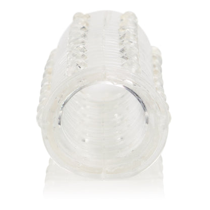 CalExotics Reversible Sleeve with Ridges and Pleasure Nodules - Clear