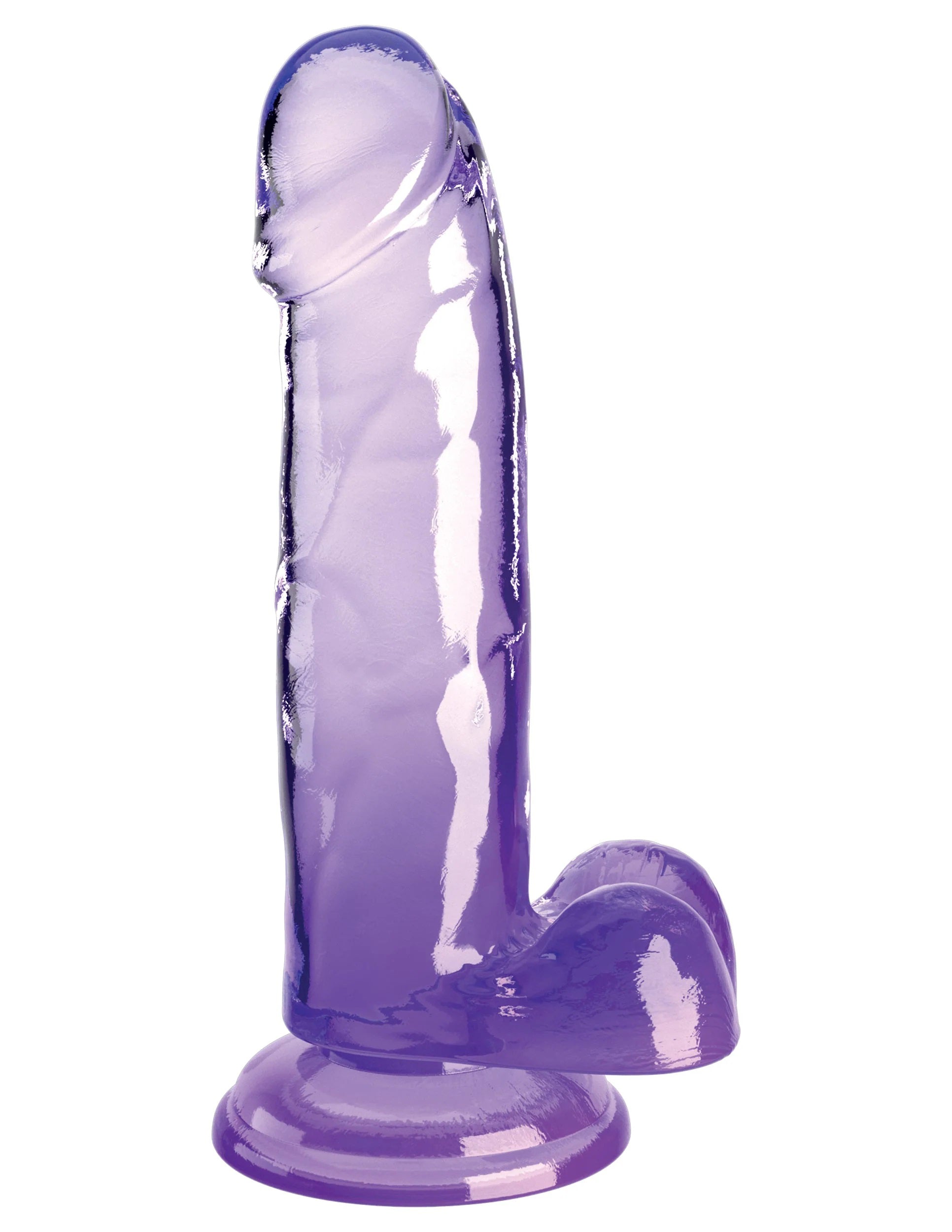 Pipedream King Cock Clear 7-Inch Dildo with Balls - Purple