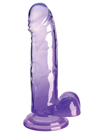 Pipedream King Cock Clear 7-Inch Dildo with Balls - Purple