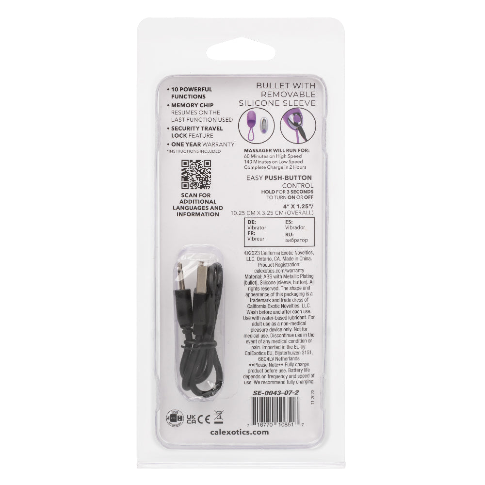 CalExotics Turbo Buzz Bullet Vibrator with Removable Silicone Sleeve – Purple