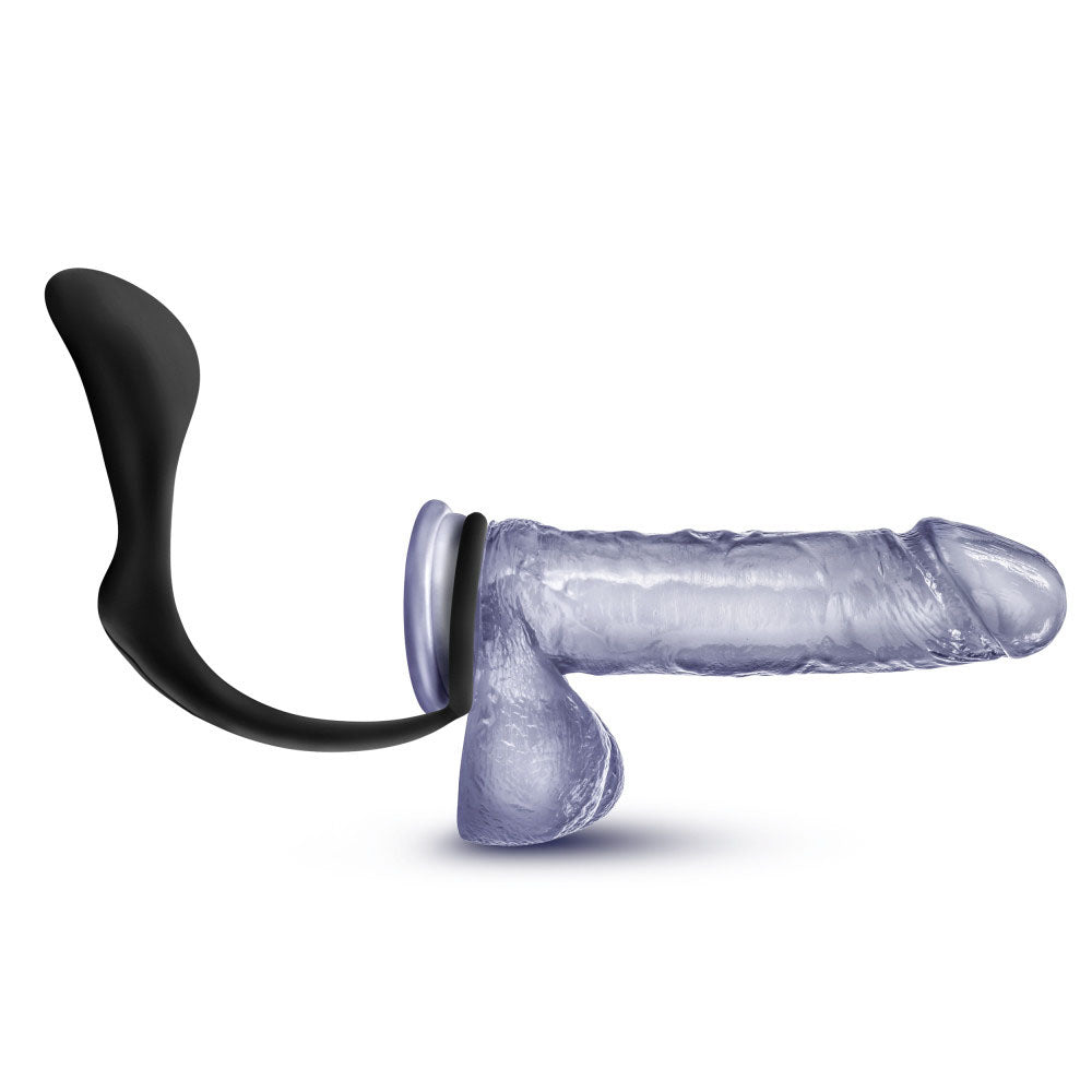 Anal Adventures Platinum Cock Ring Plug – Black