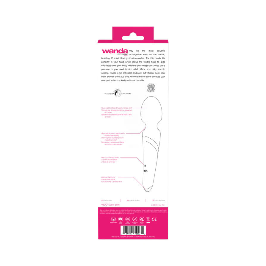 VeDO Wanda Rechargeable Wand - Powerful Multi-Function Vibrator in Foxy Pink