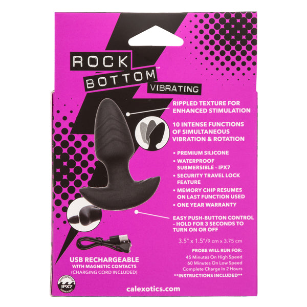 CalExotics Rock Bottom Vibrating Rotating Probe – Black – Waterproof, Rechargeable