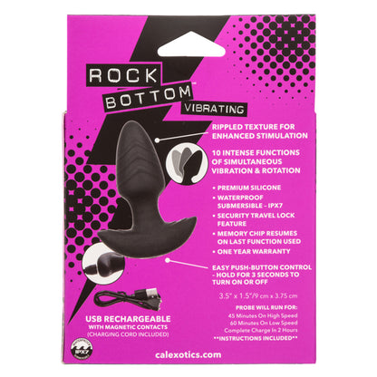 CalExotics Rock Bottom Vibrating Rotating Probe – Black – Waterproof, Rechargeable