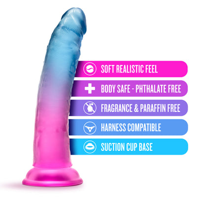 B Yours Beautiful Sky 7 Inch Dildo with Suction Cup Base - Multi Color