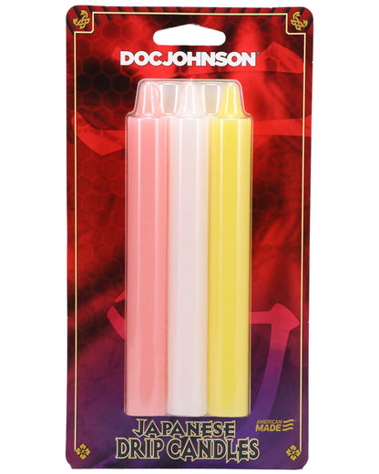 Doc Johnson Japanese Drip Candles - 3 Pack - Pink, White, Yellow