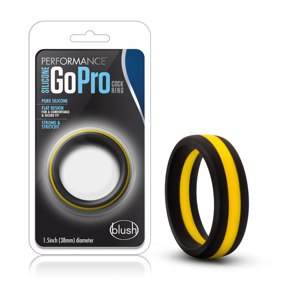 Blush Performance Silicone Go Pro Cock Ring – Black/Gold