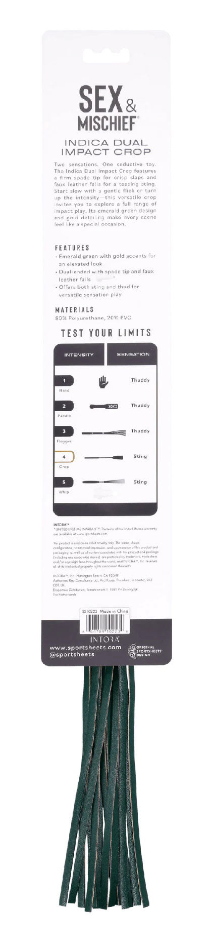 Sportsheets Indica Dual Impact Crop – Green – Versatile Impact Play Tool
