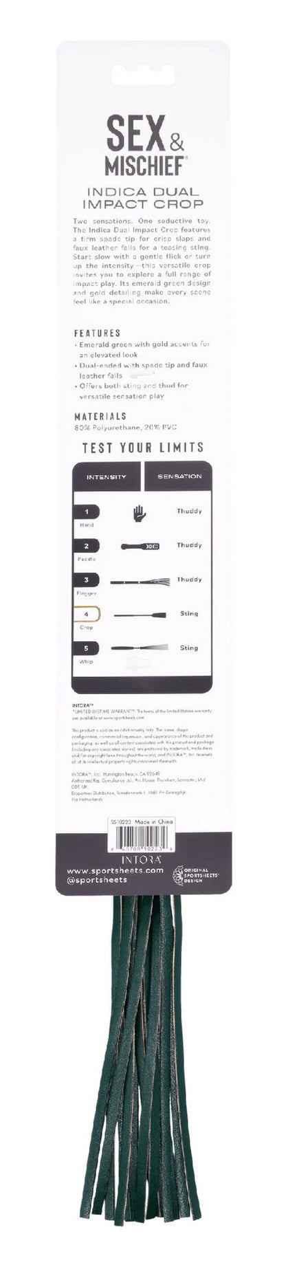 Sportsheets Indica Dual Impact Crop – Green – Versatile Impact Play Tool