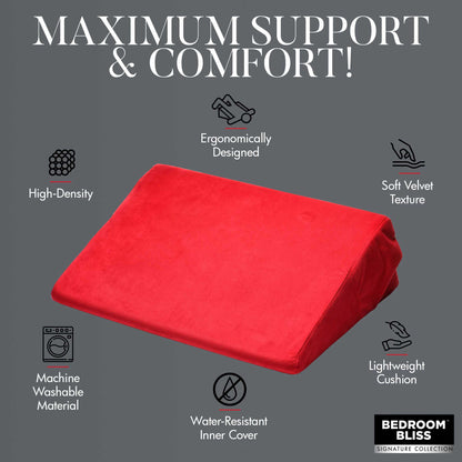 XR Brands Love Cushion Small Wedge Pillow – Red – High-Density Foam Support