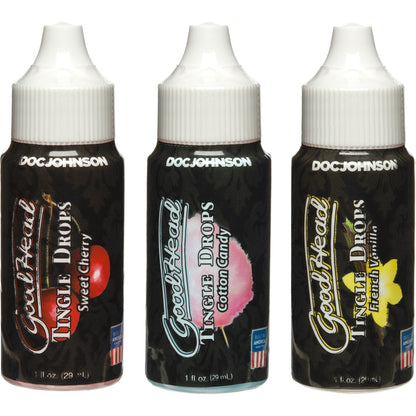 Goodhead Tingle Drops 3-Pack - Oral Play Enhancers in French Vanilla, Cotton Candy, Sweet Cherry
