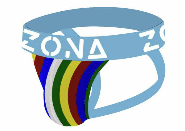Zona Men's Neon Rainbow Jockstrap - Small - Multi-Color, Moisture-Wicking