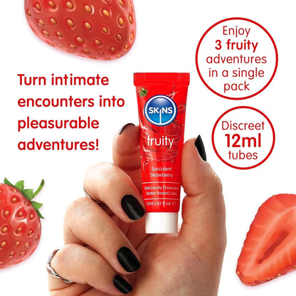 Skins Fruity 3pk Flavored Lubricants - Watermelon, Strawberry, Mango & Passionfruit