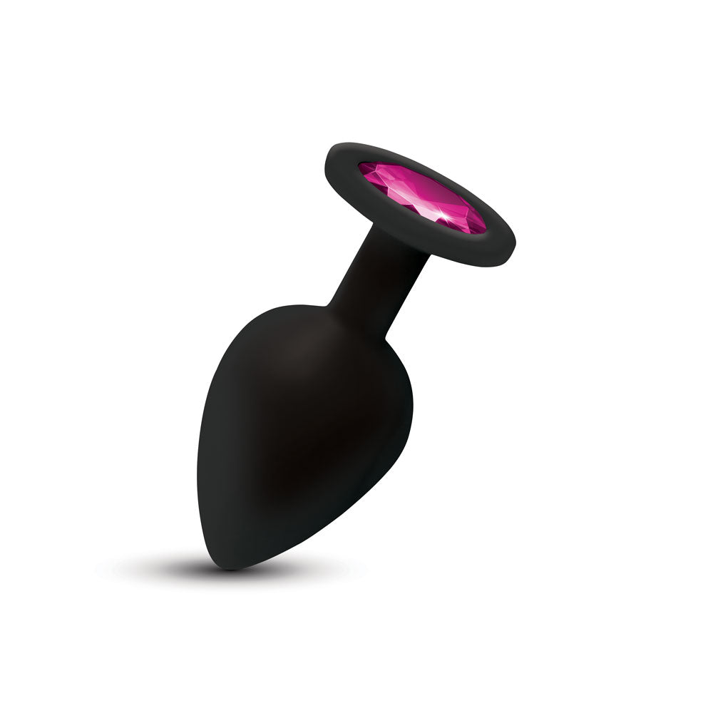 Cheeky Charms Gemma Pink Gem Black Silicone Plug - Large, Tapered Anal Plug