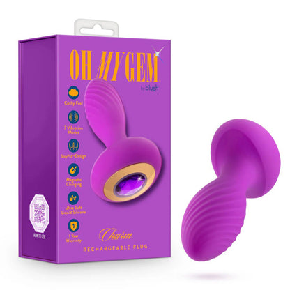 Blush Oh My Gem Charm Plug - Amethyst - Vibrating Anal Plug - Purple