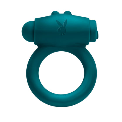 Playboy Pleasure Bunny Buzzer Cock Ring with Vibrating Bullet - Deep Teal