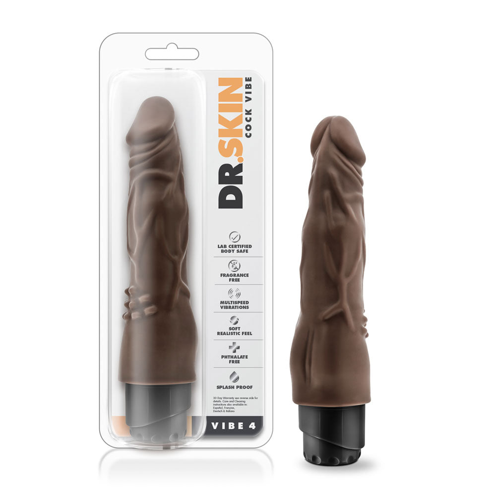 Blush Dr. Skin Vibe #4 - 8 Inch Vibrating Cock - Brown