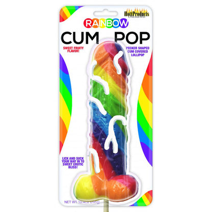 Hott Products Rainbow Cum Pops Lollipop - Fruity Flavor - 3.50" Length