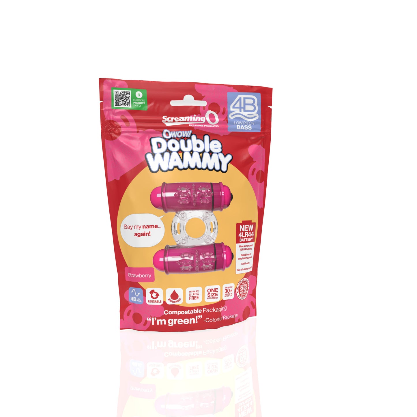 Screaming O 4B Double Wammy Vibrating Ring – Red