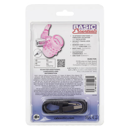 CalExotics Basic Essentials Stretchy Vibrating Bunny Enhancer – Pink