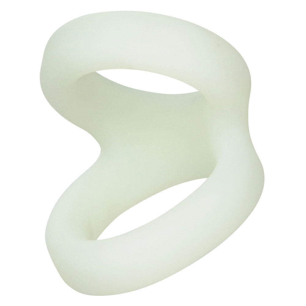 CalExotics Alpha Liquid Silicone Snug Tugger - Glow-in-the-Dark Scrotum Support Ring - Clear