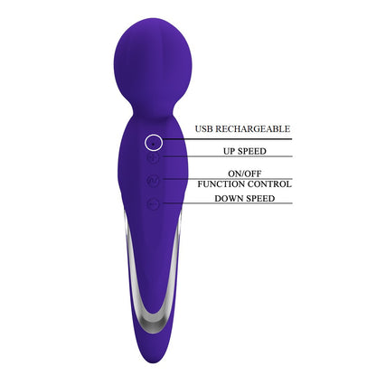 Pretty Love Walter Super Soft Silicone Wand - Purple - Multi-Function Vibrator