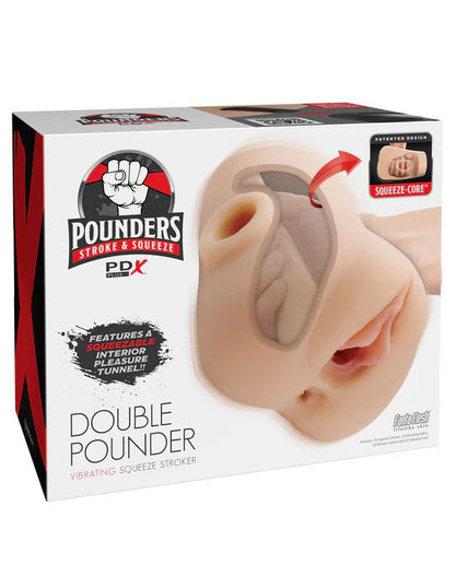 Pipedream Pdx Plus Double Pounder Vibrating Squeeze Stroker – Light Beige