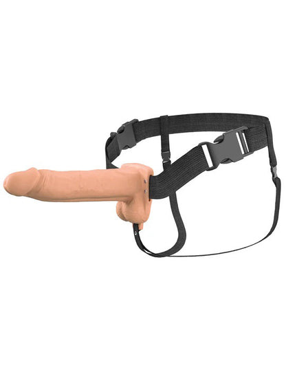 Pipedream Fantasy X-Tensions Elite 8" Vibrating Hollow Silicone Strap-On - Beige